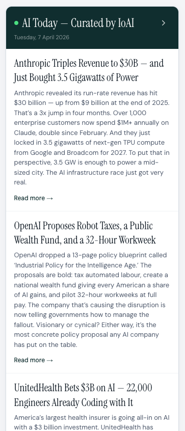 Daily AI news feed with curated stories